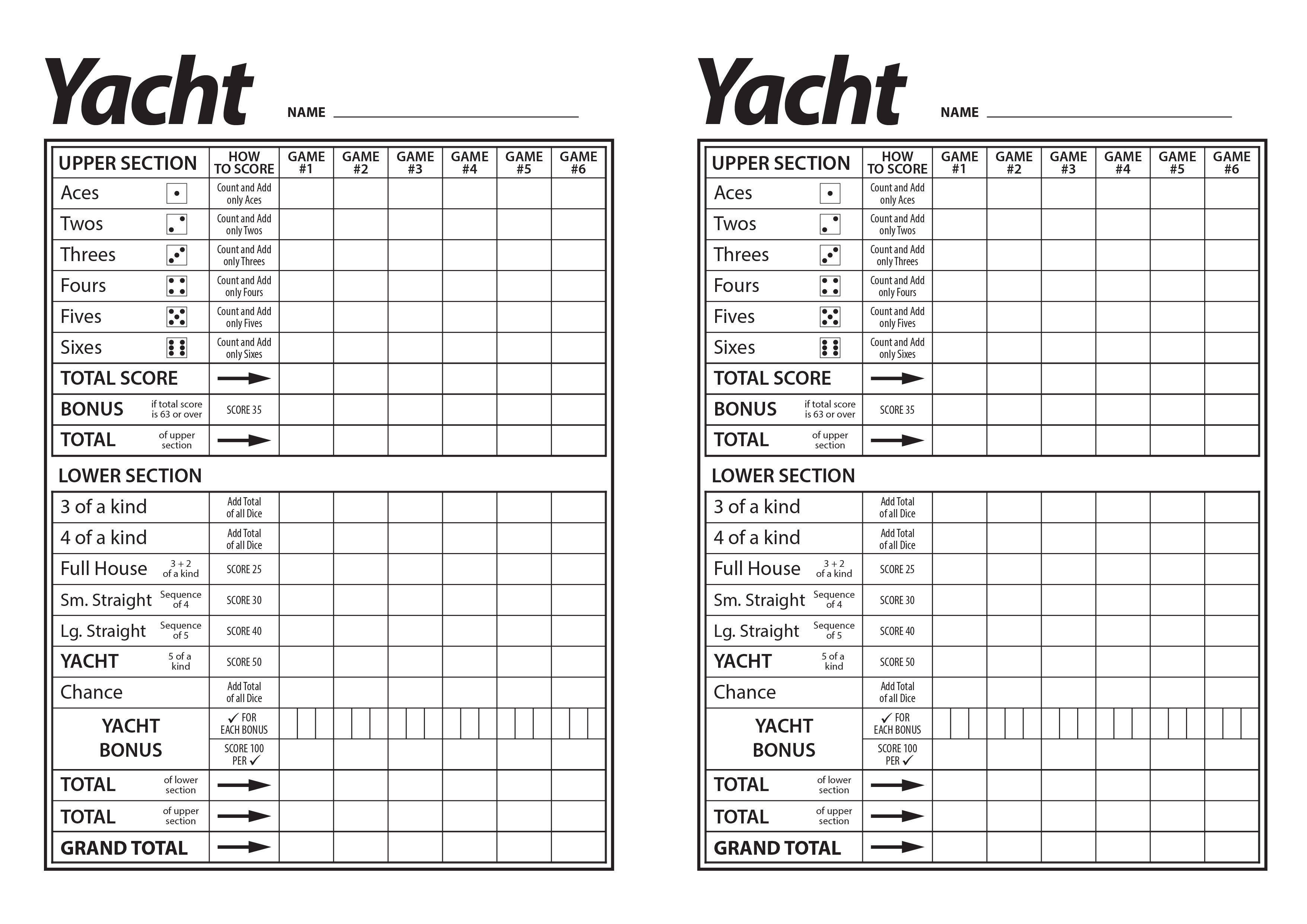 yacht score sheet